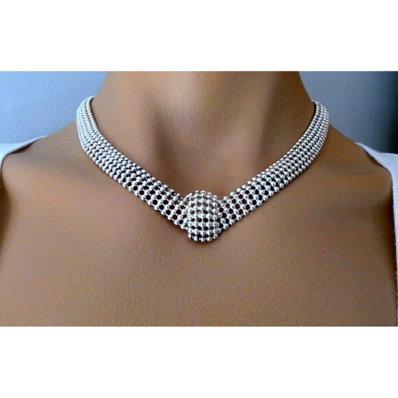 VTG Signed Modern Sterling Silver "Italy" Necklace Bracelet Set  75 gr - Picture 2 of 11